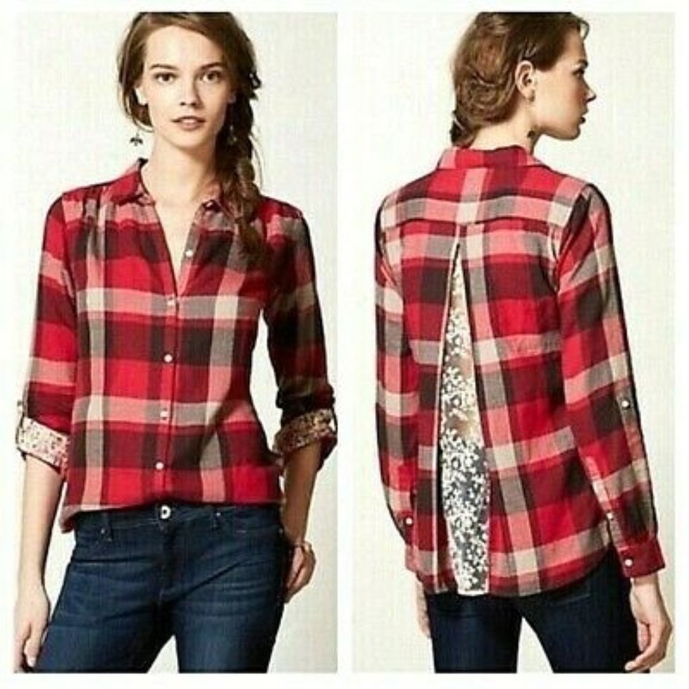 Anthropologie Isabella Sinclair Lace Back Plaid